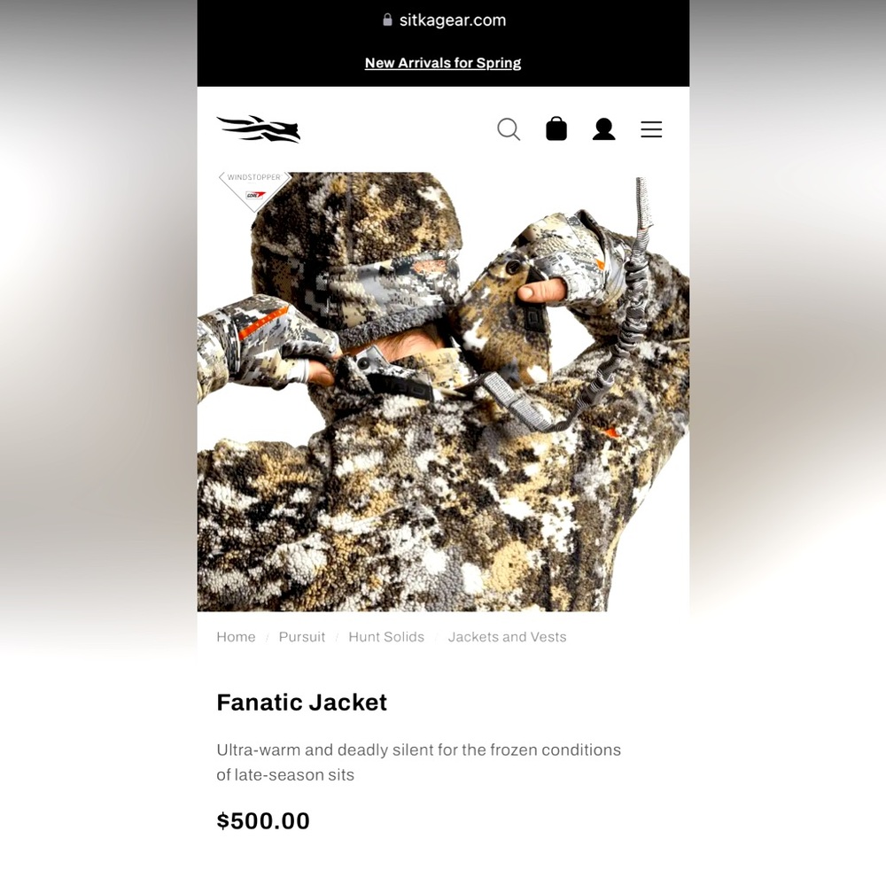 Sitka Fanatic Jacket - Men's Hunting Jacket in Optifade Elevated II - Picture 8 of 11